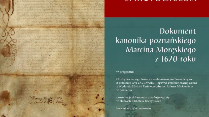 Obrazek do wydarzenia, fragment historycznego pożółkłego dokumentu, obok napis Spotkanie z Arcydziełem i informacje o spotkaniu dostępne we wpisie obok.