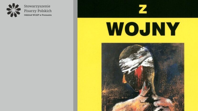 Obrazek do wydarzenia, na szarym tle czarno-żółta okładka książki z narysowana postacią, która ma obandażowaną głowę i patrzy w dół.