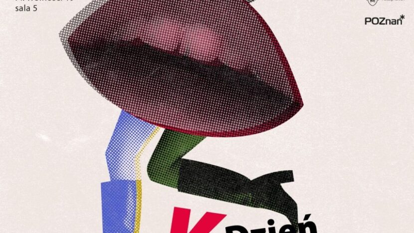 Obrazek do wydarzenia. Kolaż graficzny, kobiece lekko rozchyklone usta, z których bezpośrednio wyrastają nogi w damskich kozakach. U góry rogi, jako nawiązanie do diabła.