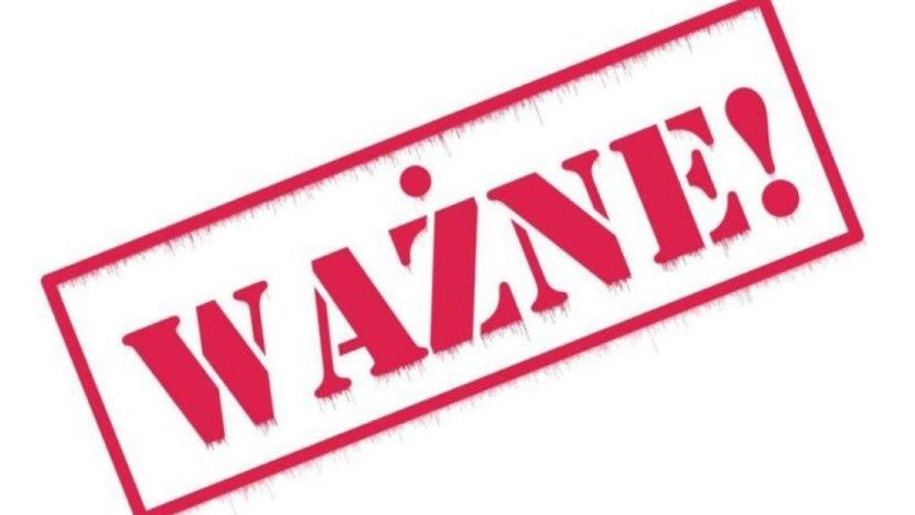 czerwony napis ważne na białym tle